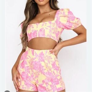 White Fox Boutique Pink and Yellow Floral Set